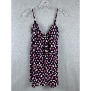 Vintage Victoria’s‎ Secret Black Floral Satin Sexy Babydoll Nightie Gown Medium